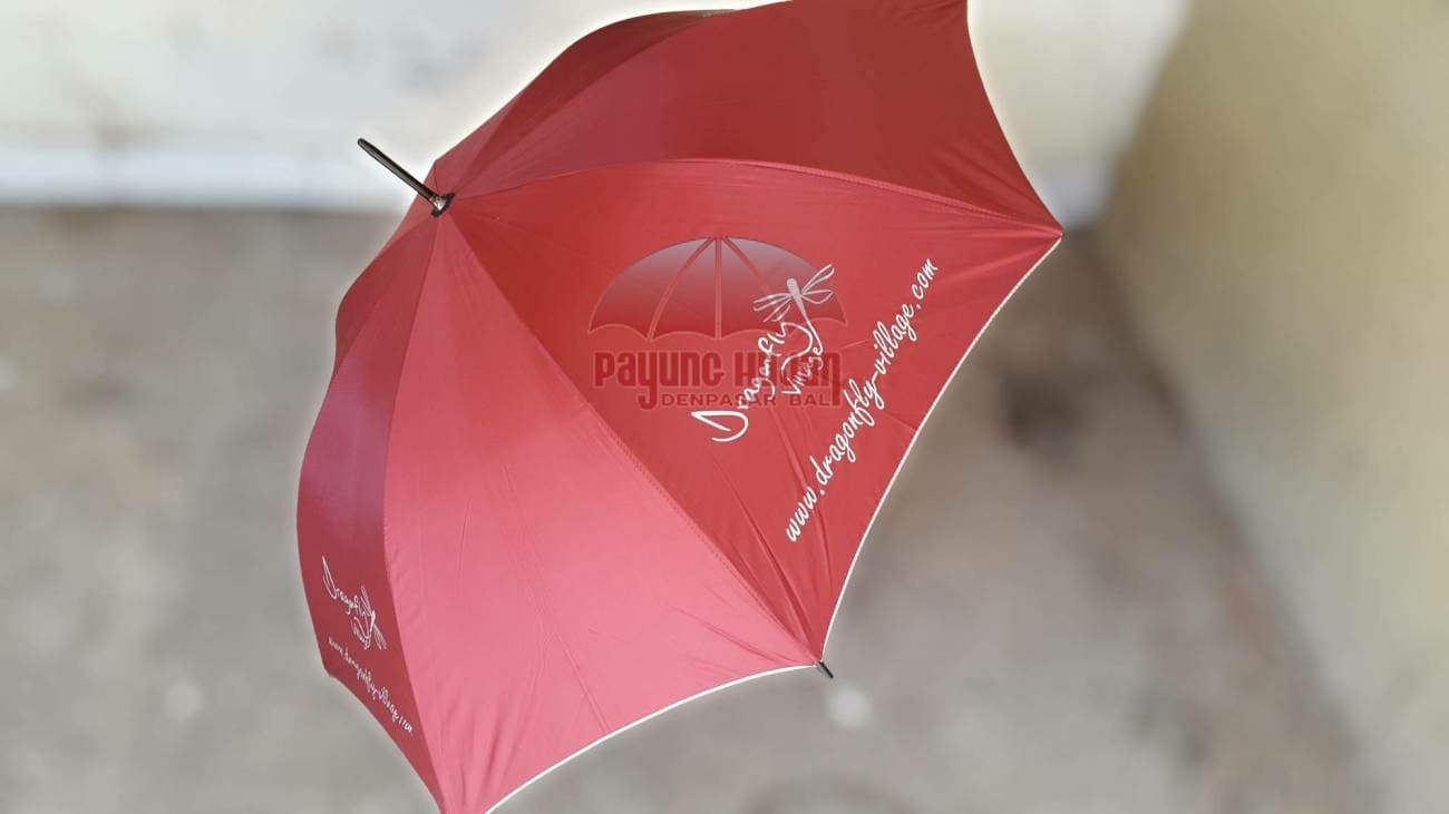 Payung Hujan Dragonfly Village 6 payung merah logo dragon fly